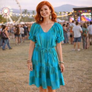 Elegant Blue Midi Dress for Women